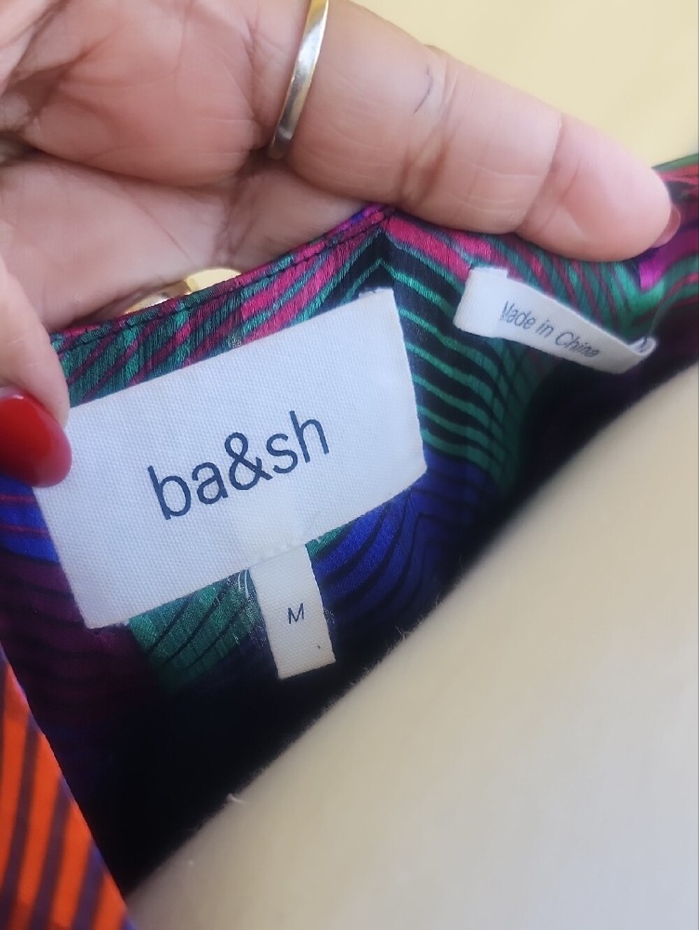 ba&sh Purple Multicolor Chevron Button-Front Mini Dress - Picture 4 of 10